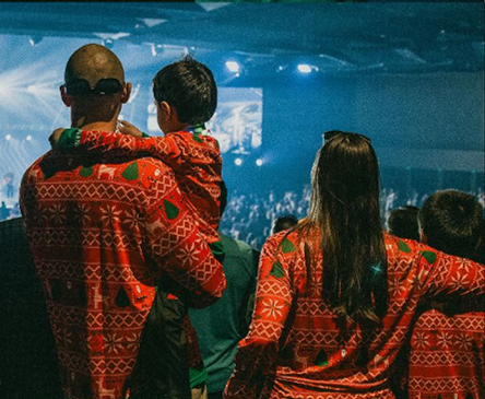 A 3 member family in an event